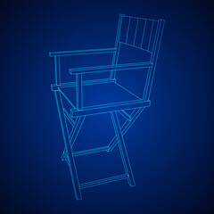 Director movie workplace chair. Wireframe low poly mesh vector illustration