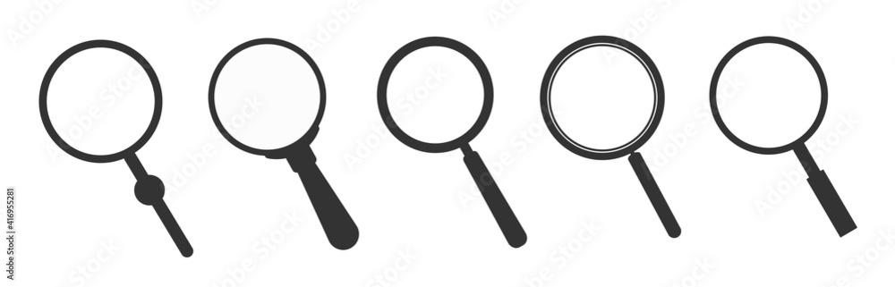 Poster set of magnifying glass icons. magnifier sign loop set. search icon concept for finding people to wo