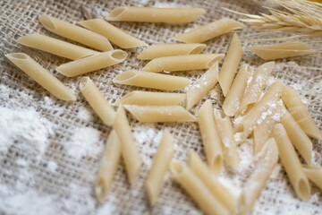 pasta on a wooden board