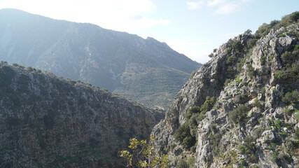 Roza Gorge mountain cliff landscapes near Malia on Crete Island, Greece.