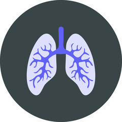 Flat color lungs icon on grey background. Fully editable. Royalty free.	
