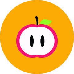 Flat color sliced apple icon on yellow background. Fully editable. Royalty 