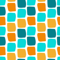 Modern and stylish seamless patterns with abstract squares and rhombuses. For printing on fabrics, textiles, paper, decorative pillows, packaging design. 