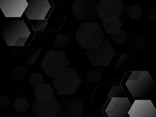Digital technology abstract hexagon background, geometric pattern, black and white design for science, technology or medicine, backdrop