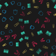 Set line Church bell, The commandments, Priest and Hands in praying position on seamless pattern. Vector.