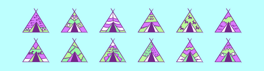 set of tipi cartoon icon design template with various models. vector illustration isolated on blue background © eny