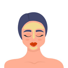Female face and beauty cosmetic masks. Woman wearing cosmetic masks.