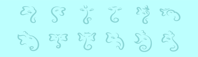 Fototapeta premium set of ganesha cartoon icon design template with various models. vector illustration isolated on blue background