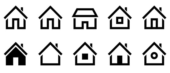 Home and house icon set. Home symbols collection vector illustration isolated. Stock illustration