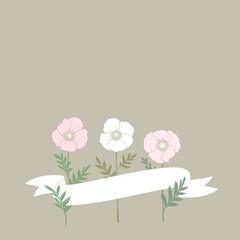 Vector copy space with poppies and ribbon