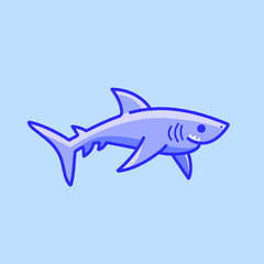 Obraz premium Cute shark - cartoon animal character. Vector illustration in cartoon style.