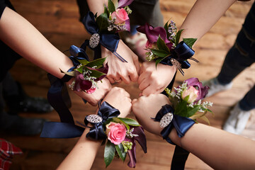 Flower decoration on women's wrists