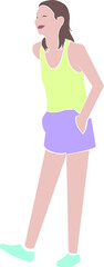 qute girl in purple shorts vector