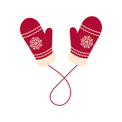 Gloves winter isolated on white background. Concept Merry Christmas, element. Cartoon flat design. Vector illustration.