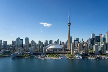 Wall murals Toronto Toronto city center aerial view from the Ontario Lake