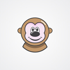 Monkey face icon. Cheerful monkey.