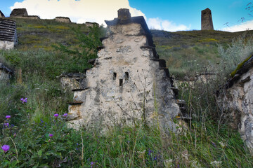 City of the Dead at the end of the 1st millennium AD in the depths of the Dargav Gorge. Republic of North Ossetia - Alania