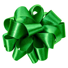 big round bow in green color isolated on white background