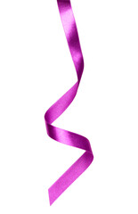 Shiny satin ribbon in lilac color isolated on white background close up