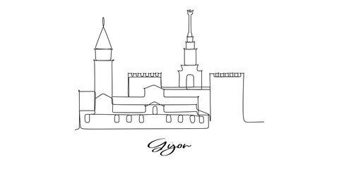 Gijon of the spain landmarks skyline - Continuous one line drawing