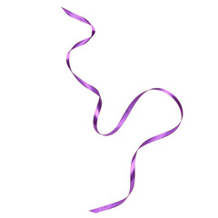 Shiny satin ribbon in lilac color isolated on white background close up