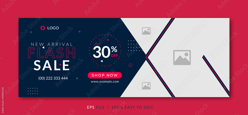 Canvas Prints flash sale facebook cover page timeline web ad banner template with photo place modern layout dark b