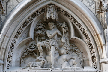 Saint Severin church, Paris, France. Saint John the baptist tympanum. 22.03.2018