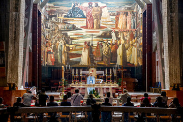 Celebration in the Annunciation Roman catholic basilica, Nazareth, Galilee, Israel.  21.04.2018