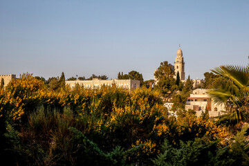 Fototapeta premium Jerusalem, around the Dormition abbey on mount Zion, Israel.21.04.2018