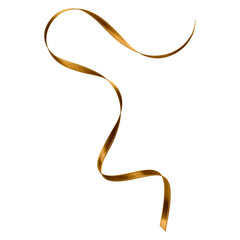 Shiny satin ribbon in brown color isolated on white background close up .Ribbon image for decoration design.