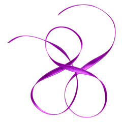 Shiny satin ribbon in lavender color isolated on white background close up .Ribbon image for decoration design.