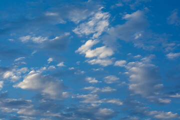 blue morning sky with dramatic clouds