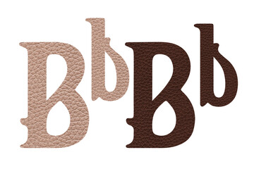 Western retro Latin ABC. Classic elements with leather texture on white background. Letter B © Julia