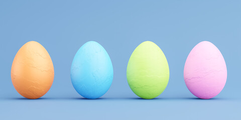 3d render of colorful eggs for happy easter festival