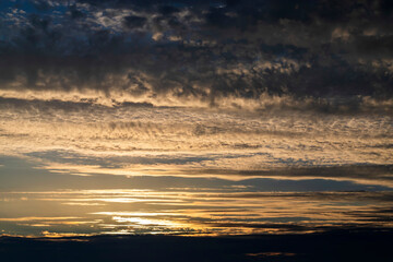 Beautiful evening sky with clouds at sunset.