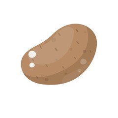 Cartoon vegetable potato. Whole shape. Vector illustration isolated on white background
