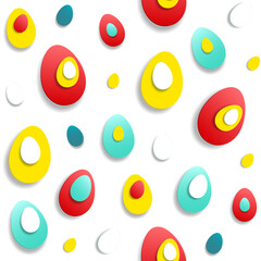 Vector seamless simple pattern with colorful paper cut eggs. Easter holiday background for printing. Vector illustration