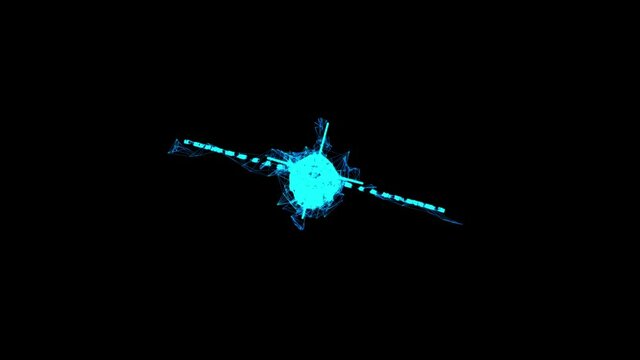 Flying supersonic cruise missile. Wireframe low poly mesh technology. Available in 4K FullHD and HD video