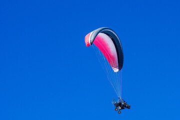 aerial photographer sati Özdemir takes pictures of the coast with a paramotor on the Black Sea coast.