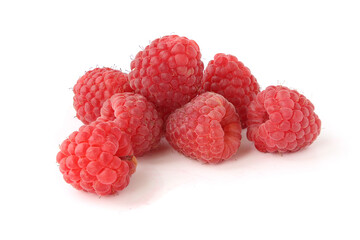 A few tasty raspberries isolated on white