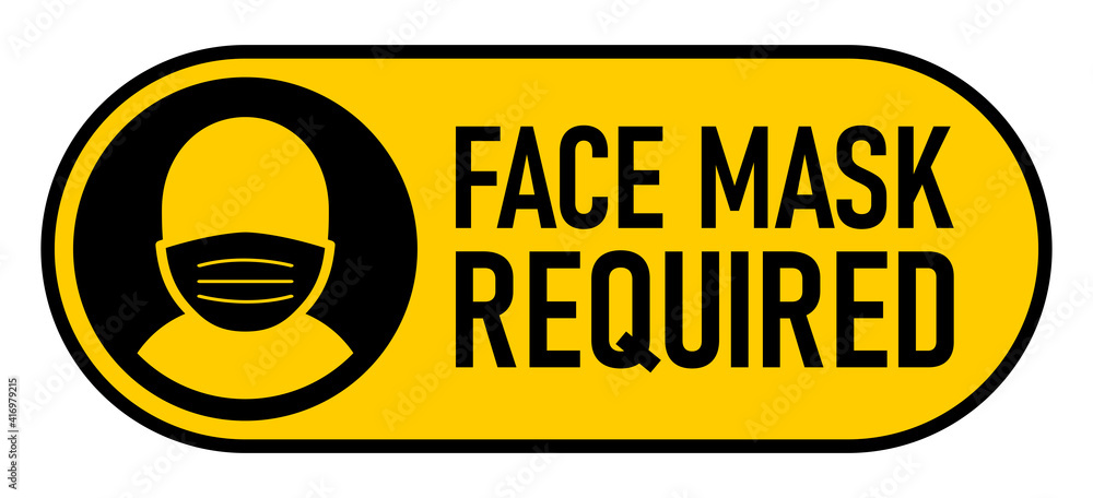 Poster face mask required on off slider style warning icon. vector image.
