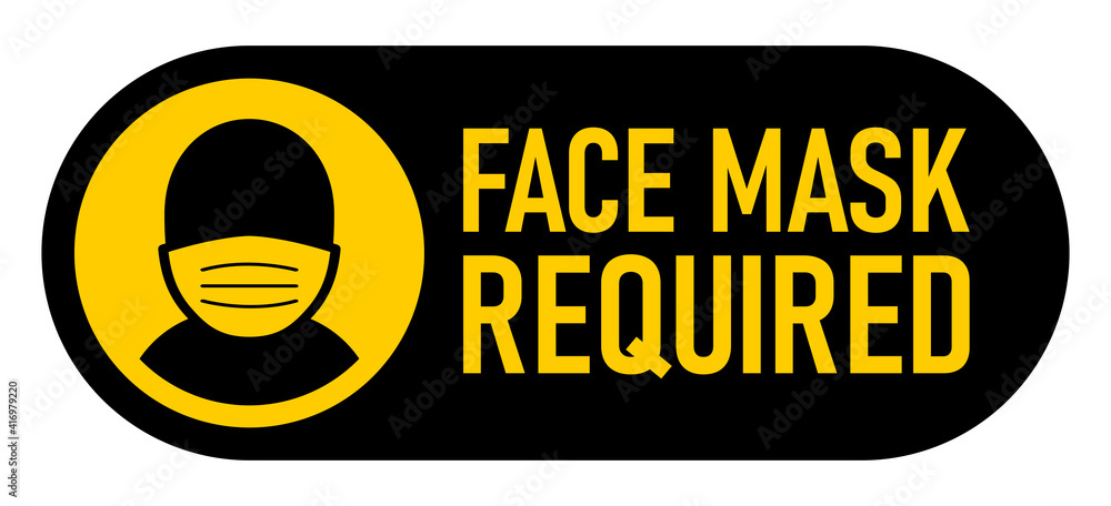 Poster face mask required on off slider style warning icon. vector image.