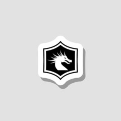 Dragon shield sticker icon isolated on white background 