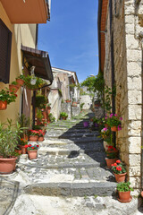 A narrow street in Macchiagodena, an old town in the Molise region, Italy.