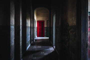 Haunted house red door