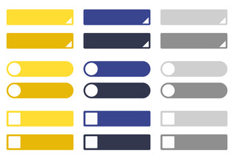 シンプルカラーバナーセット　黄紺灰　simple color bunners buttons bars yellow/blue/grey