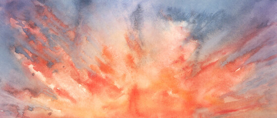 sunset sky. watercolor background