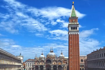 Beautiful square of St Marco in Venice, aerial view
