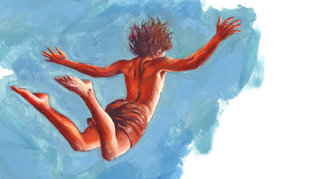 Cliff Diver oil painting
