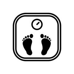 Bathroom floor weight with foot scales linear icon in modern style. Isolated outline drawing on white. Mass measuring device. Illustration for web mobile logo app UI design Vector EPS 10